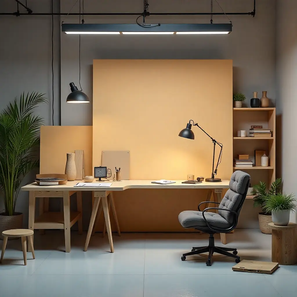 Professional furniture assembly workspace with tools and materials